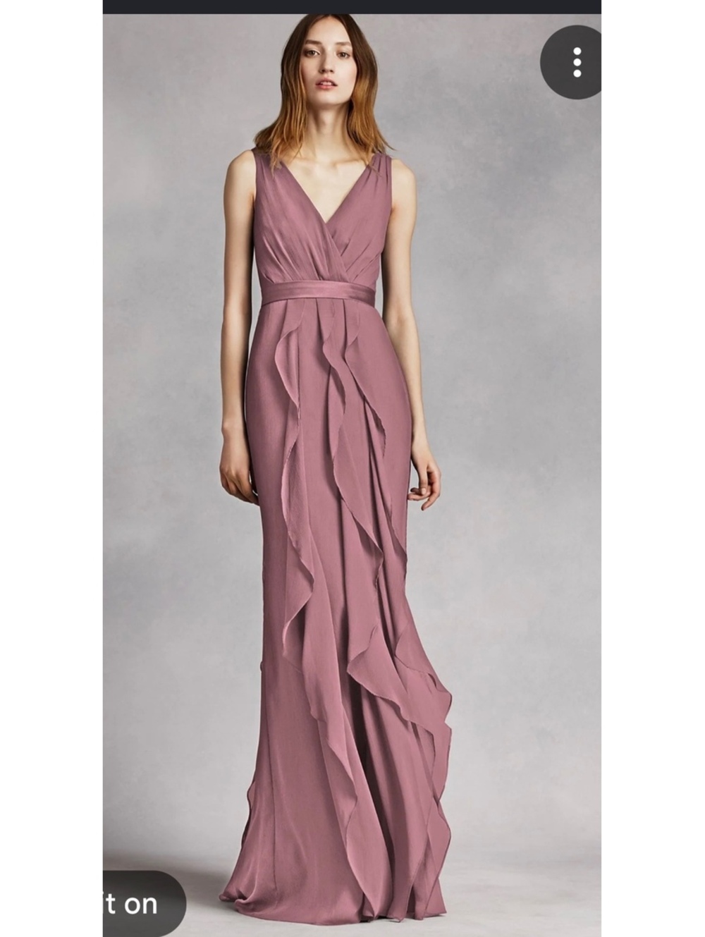White by Vera Wang VW360189 Quartz Ruffle Chiffon Gown Size 10 NWT